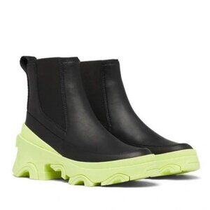 Sorel Brex Chelsea Boots Leather Ankle Booties Black Tippet Size 8 NEW